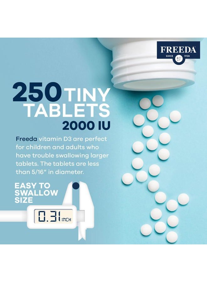 Freeda Vitamin D3 - 2000 IU - Pure High Potency Kosher Supplement Tablets - Bone and Muscle Health, Calcium Absorption, Immune Support for Men and Women* - 250 Count - Image 4